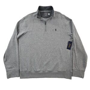 NEW Polo Ralph Lauren 1/4 Zip Henley Men's Large Grey Pullover Grey Pony NWT